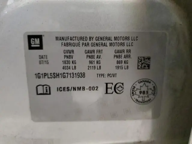 2016 CHEVROLET CRUZE LIMITED LS  