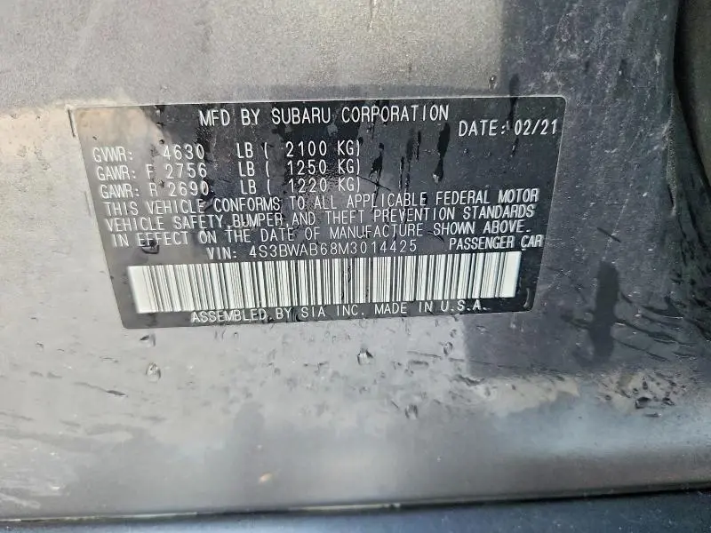 2021 SUBARU LEGACY   