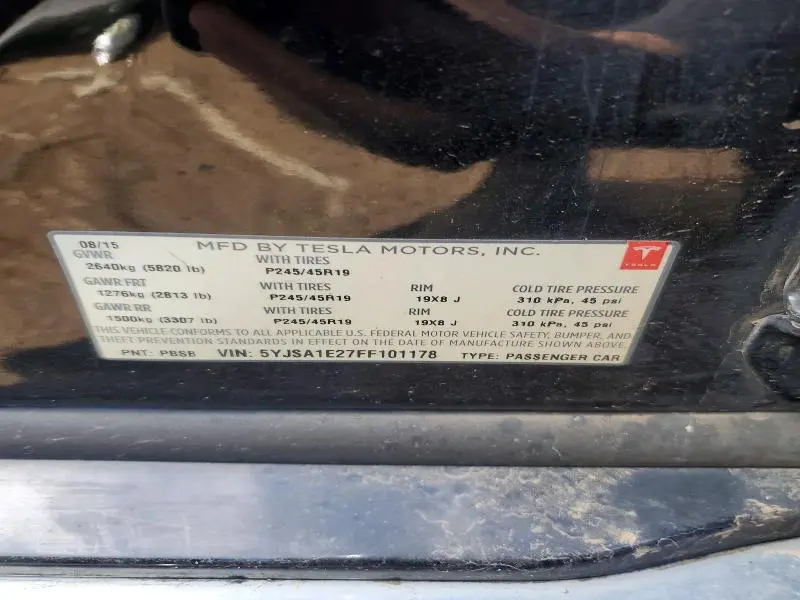 2015 TESLA MODEL S   