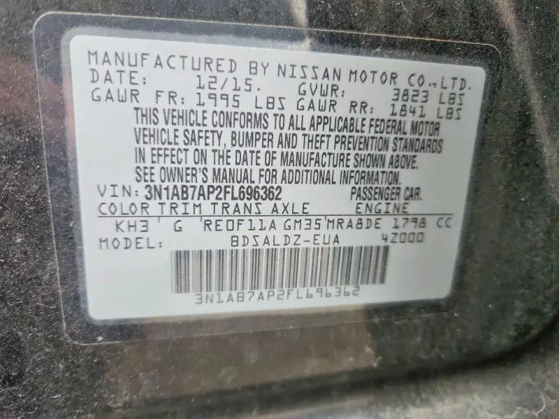 2015 NISSAN SENTRA SV  