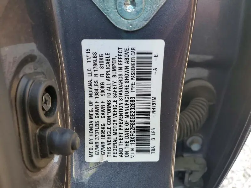 2016 HONDA CIVIC EX  