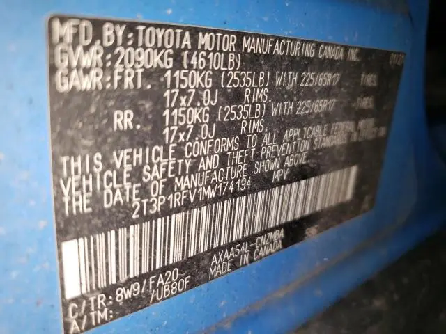 2021 TOYOTA RAV4 XLE  