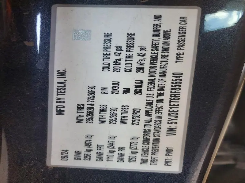 2024 TESLA MODEL 3   