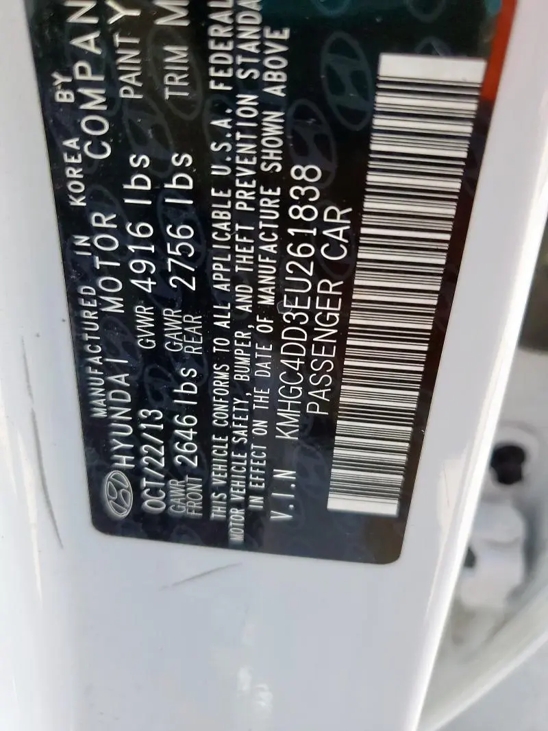 2014 HYUNDAI GENESIS 3.8L  