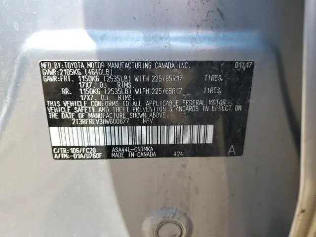 2017 TOYOTA RAV4 XLE  