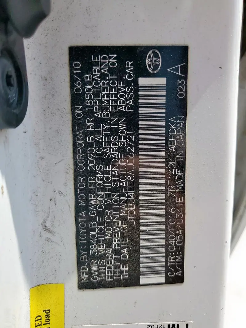 2010 TOYOTA COROLLA BASE  