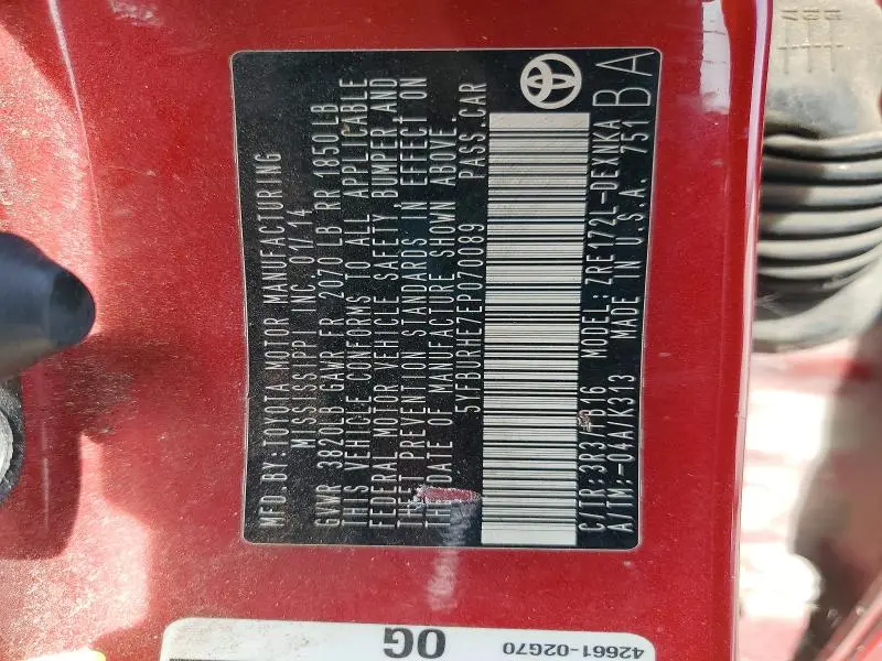 2014 TOYOTA COROLLA LE  