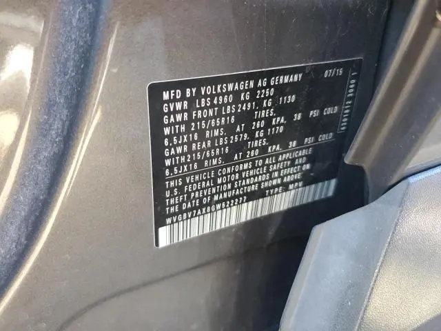 2016 VOLKSWAGEN TIGUAN S  