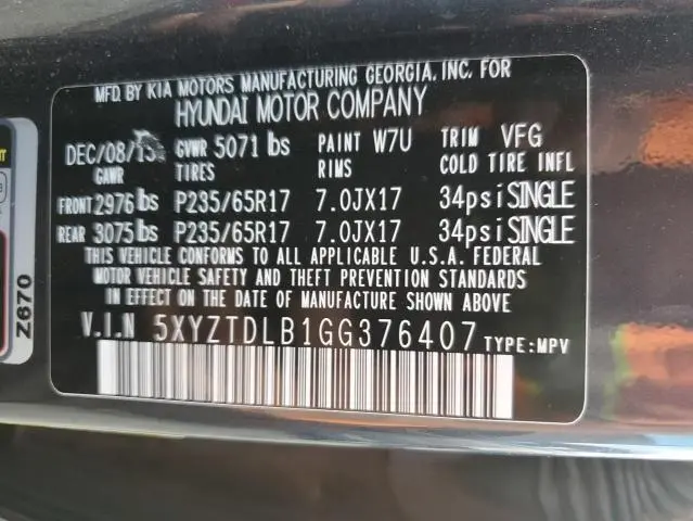 2016 HYUNDAI SANTA FE SPORT   