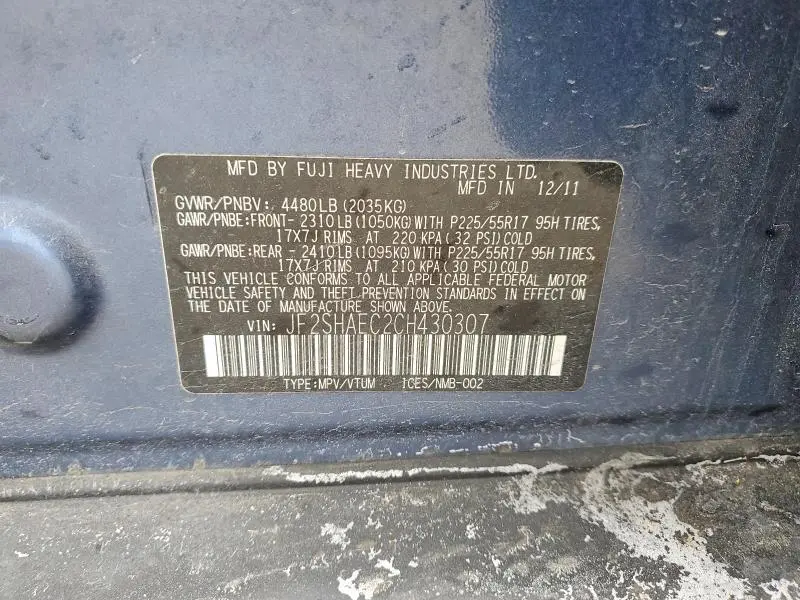 2012 SUBARU FORESTER LIMITED  