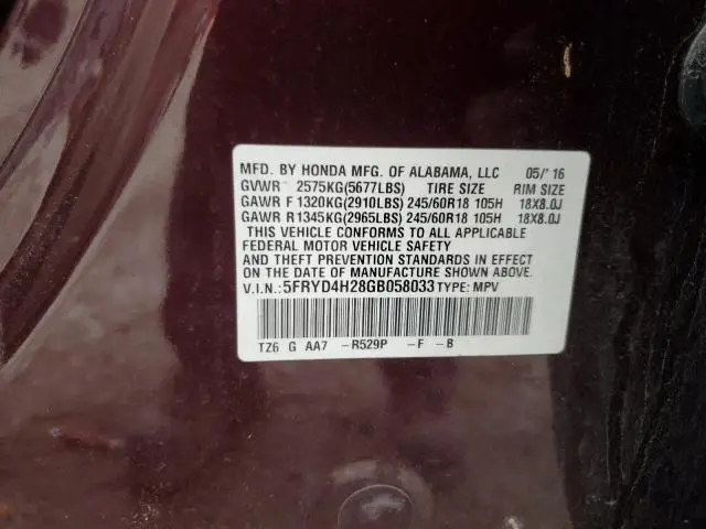 2016 ACURA MDX   