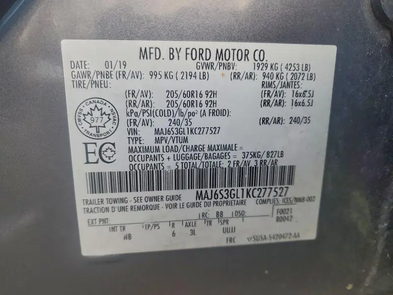 2019 FORD ECOSPORT SE  