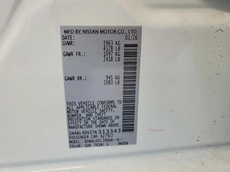 2026 NISSAN ALTIMA SV  