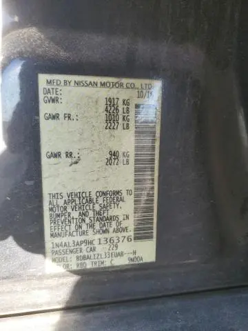 2017 NISSAN ALTIMA 2.5  