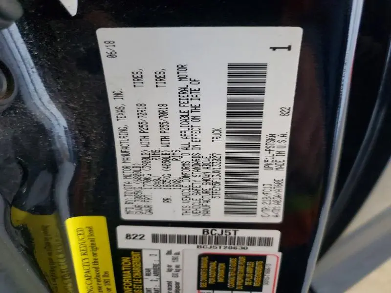 2018 TOYOTA TUNDRA SR5  