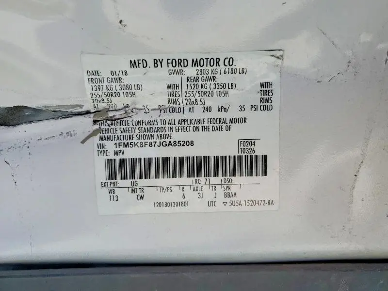 2018 FORD EXPLORER LIMITED  