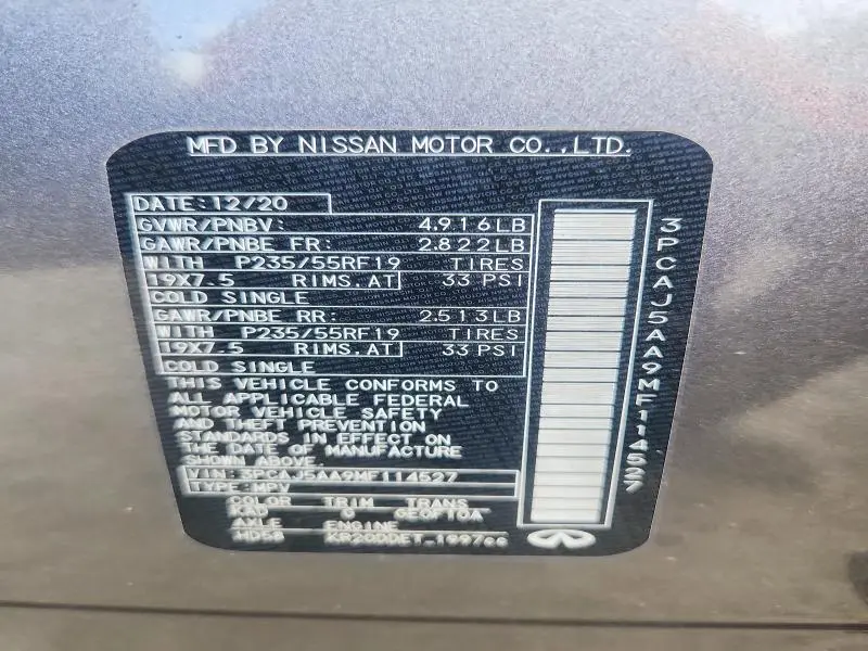 2021 INFINITI QX50 PURE  