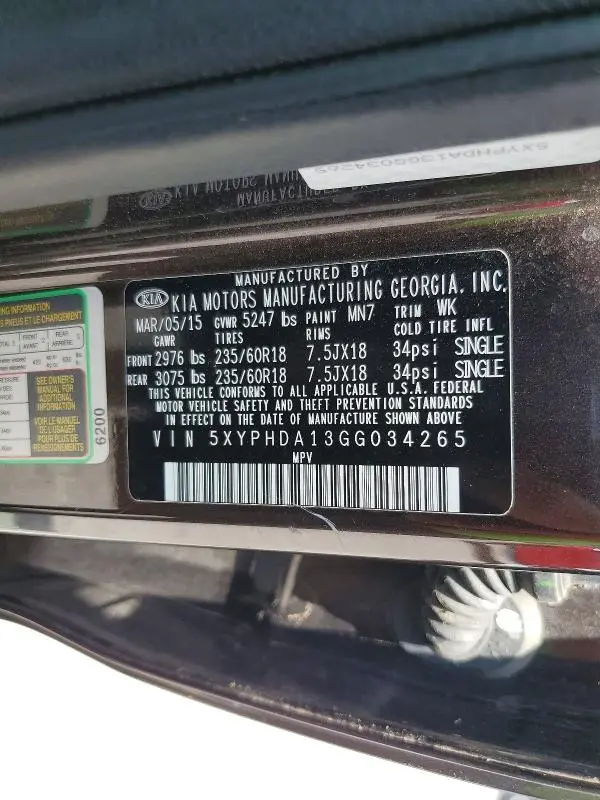 2016 KIA SORENTO EX  