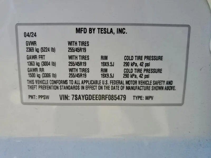 2024 TESLA MODEL Y   