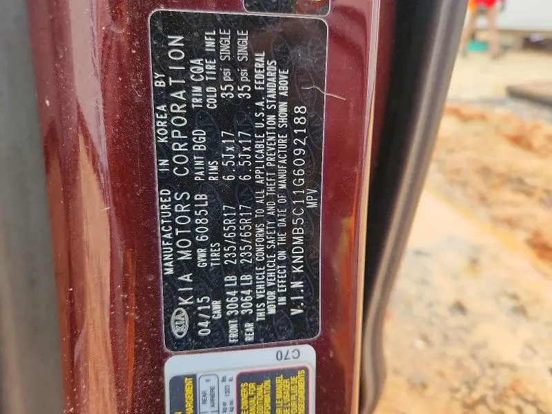 2016 KIA SEDONA LX  