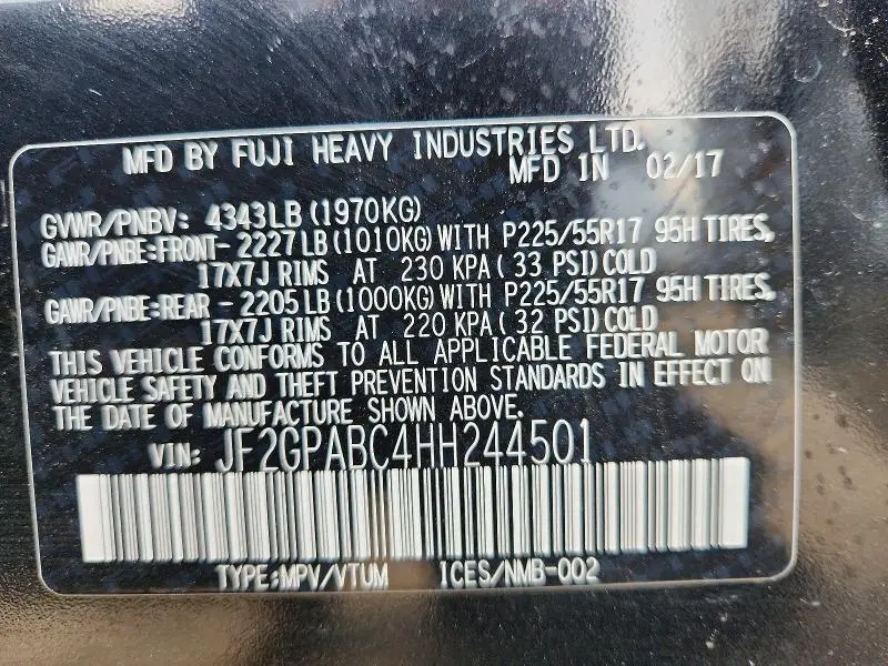 2017 SUBARU CROSSTREK PREMIUM  