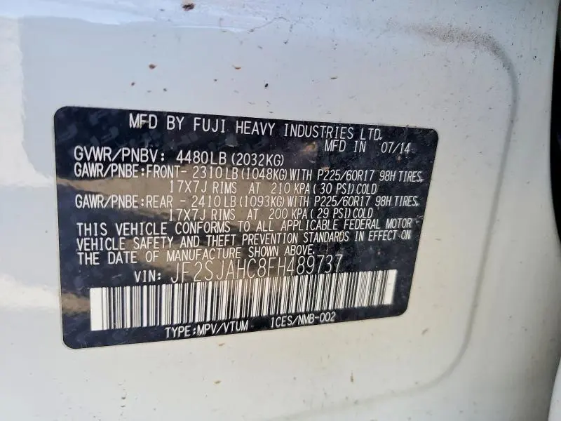 2015 SUBARU FORESTER 2.5I LIMITED  
