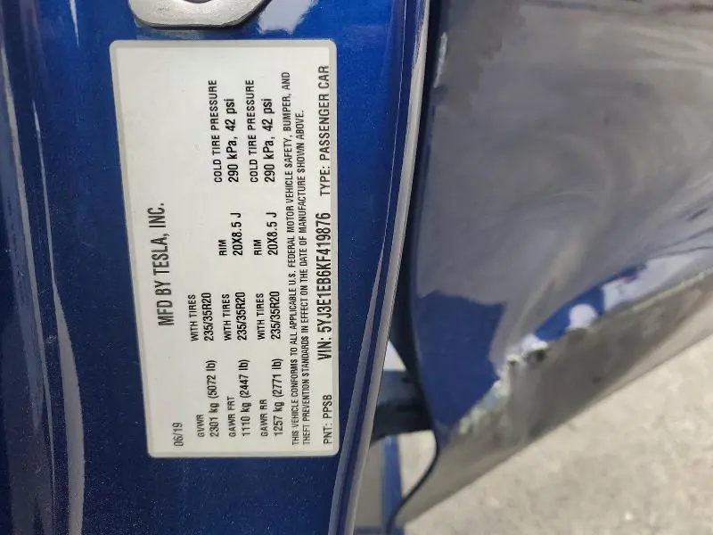 2019 TESLA MODEL 3   