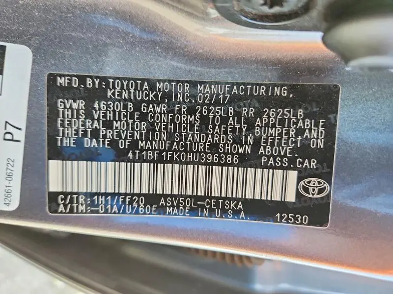 2017 TOYOTA CAMRY LE  