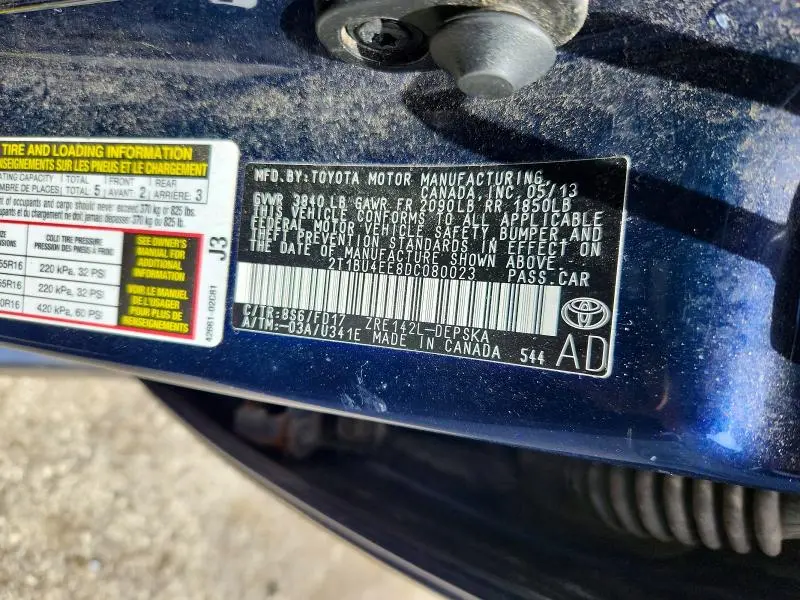 2013 TOYOTA COROLLA S  