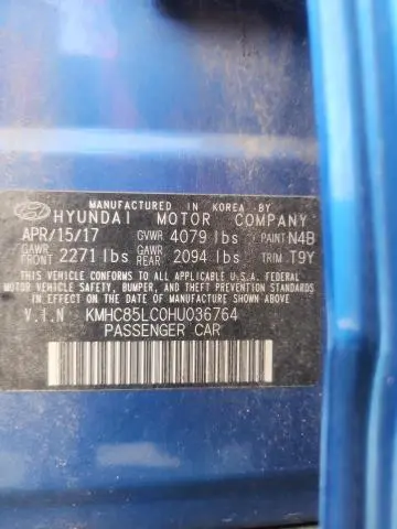 2017 HYUNDAI IONIQ LIMITED  