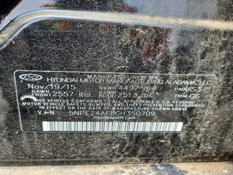 2016 HYUNDAI SONATA SE  