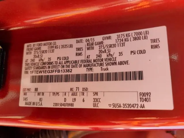 2015 FORD F150 SUPERCREW  