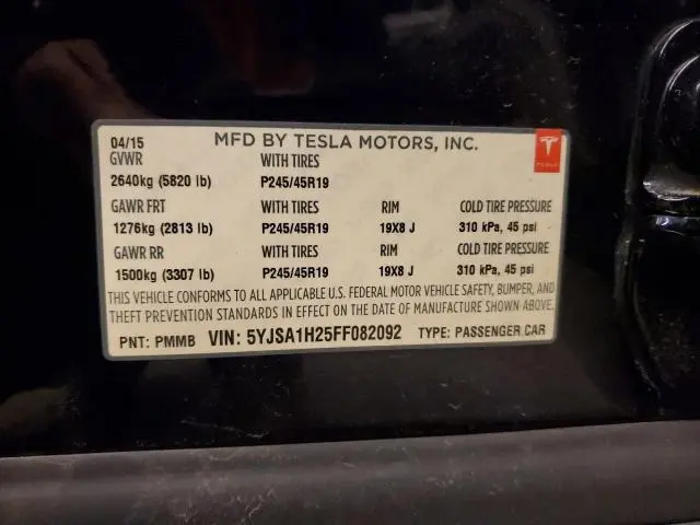 2015 TESLA MODEL S 85D