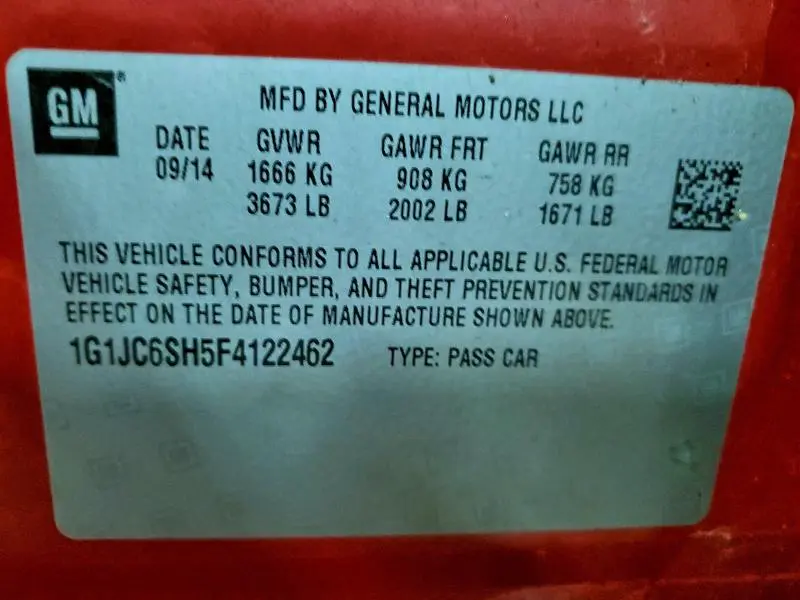 2015 CHEVROLET SONIC LT  