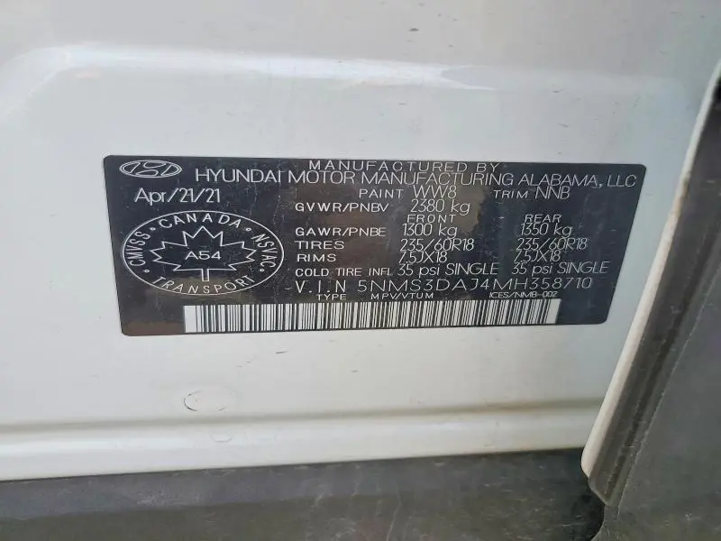 2021 HYUNDAI SANTA FE SEL  