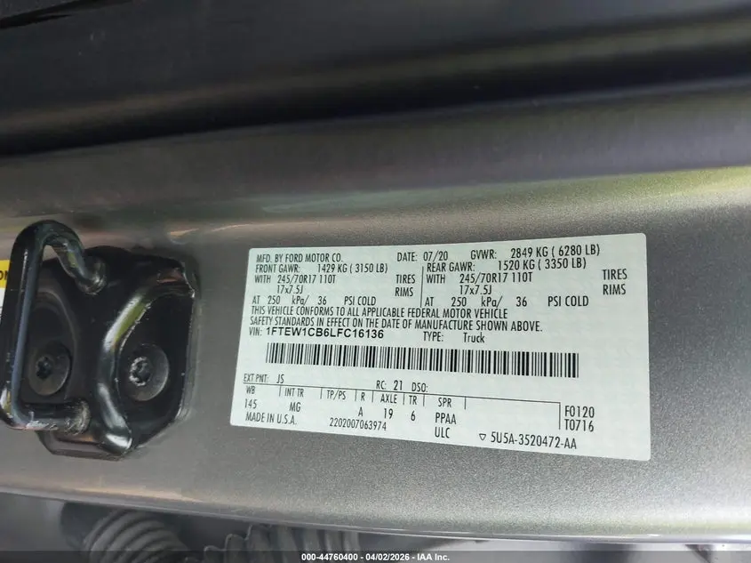 2020 FORD F-150 XLT