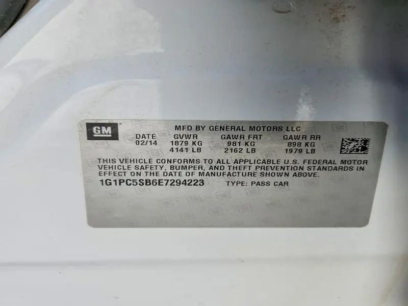 2014 CHEVROLET CRUZE LT  