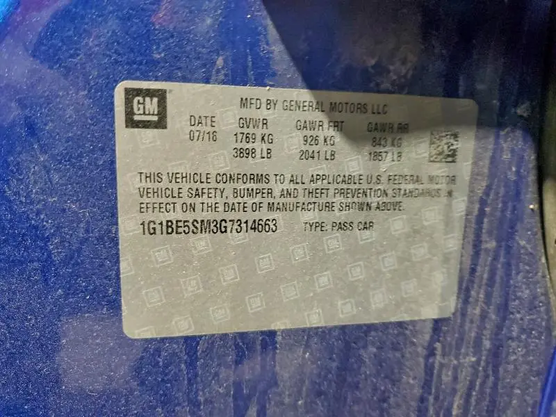 2016 CHEVROLET CRUZE LT  