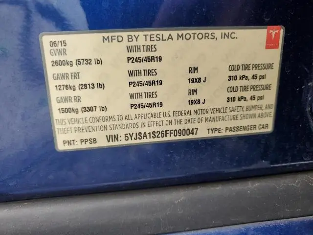 2015 TESLA MODEL S 70D  