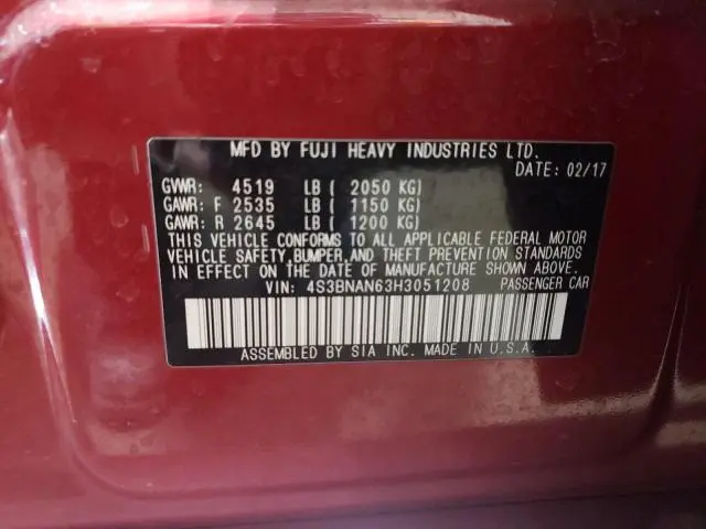 2017 SUBARU LEGACY 2.5I LIMITED  
