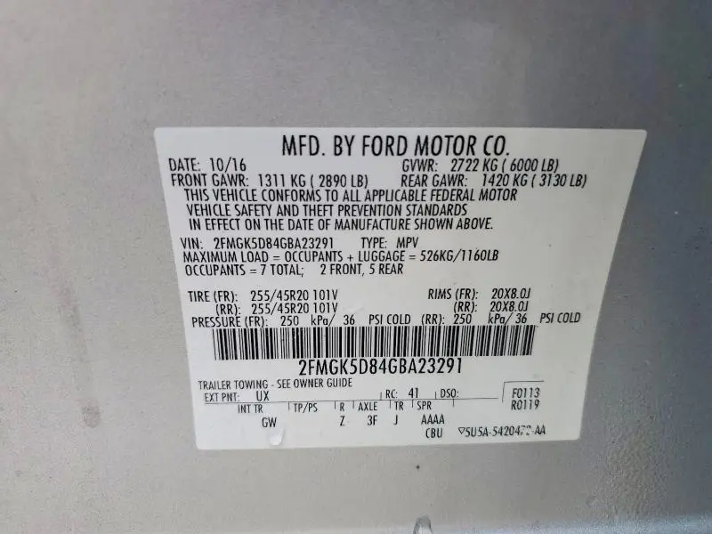 2016 FORD FLEX LIMITED  