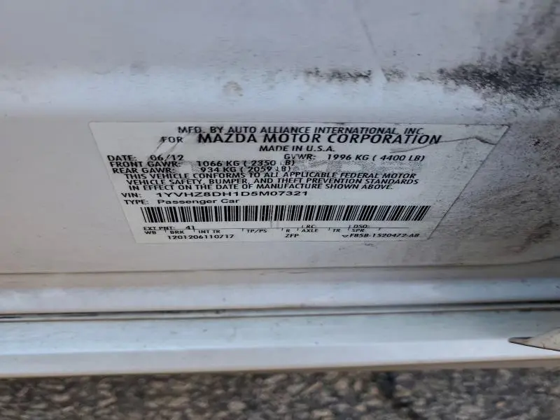 2013 MAZDA 6 TOURING  