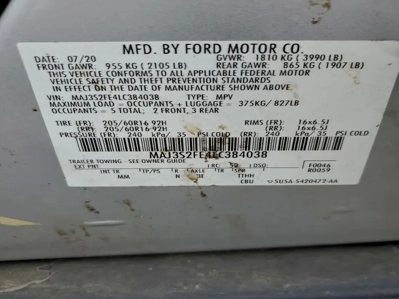 2020 FORD ECOSPORT S  