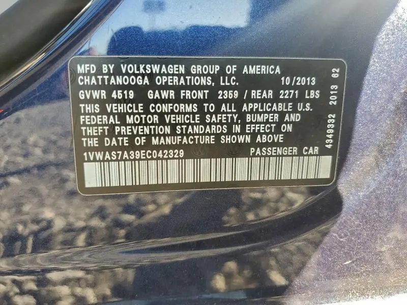 2014 VOLKSWAGEN PASSAT S  