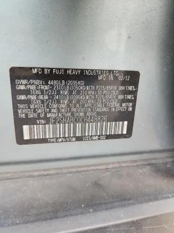 2012 SUBARU FORESTER 2.5X  