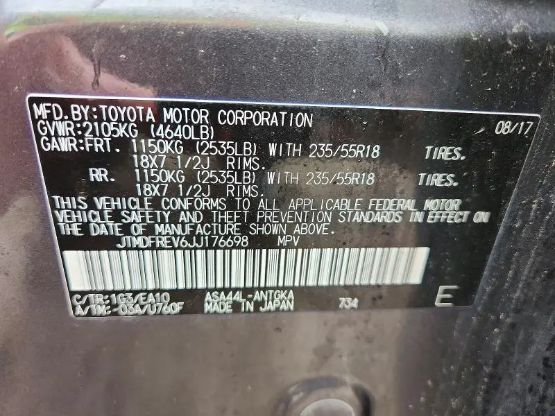 2018 TOYOTA RAV4 LIMITED  