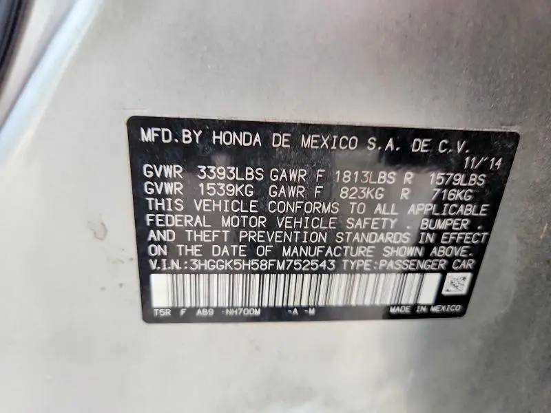 2015 HONDA FIT LX  