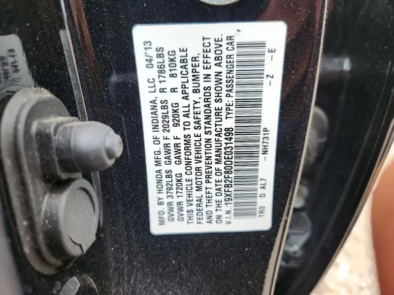 2013 HONDA CIVIC EX  