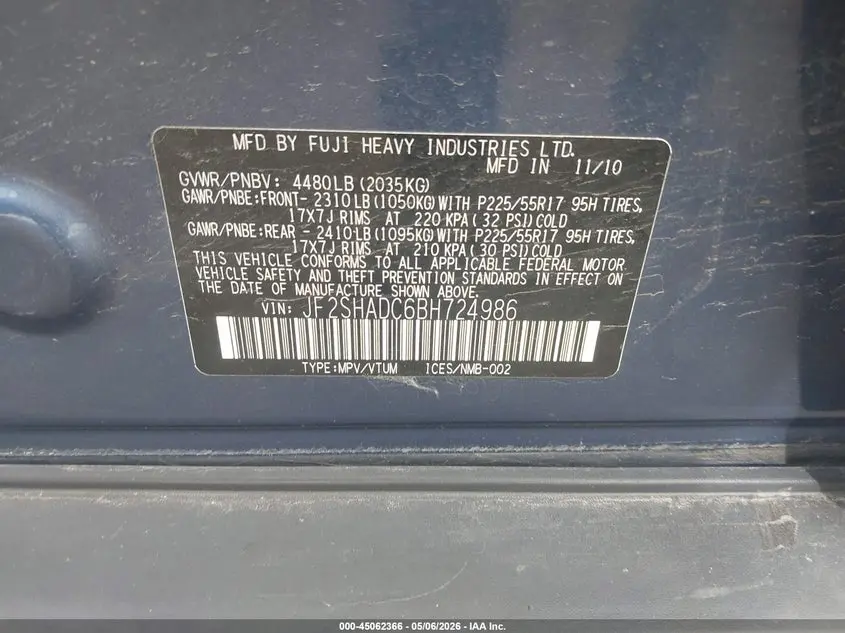 2011 SUBARU FORESTER 2.5X PREMIUM