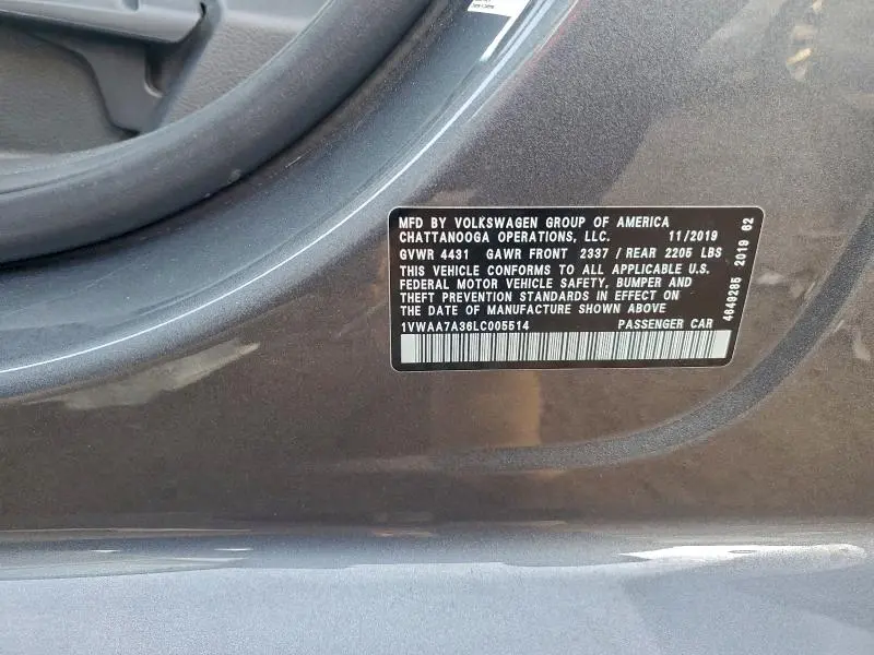 2020 VOLKSWAGEN PASSAT S  